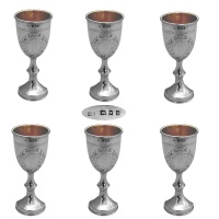 Set of 6 Sterling Silver Kiddush Cups 1922